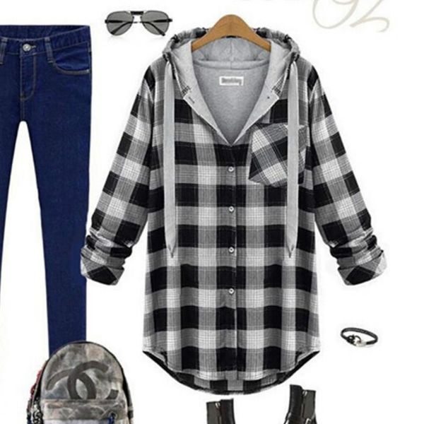 women's hoodies & sweatshirts casual button women sweatshirt korean streetwear oversize hoodie womens hooded patchwork chic plaid long, Black
women's hoodies & sweatshirts casual button women sweatshirt korean streetwear oversize hoodie womens hooded patchwork chic plaid long, Black