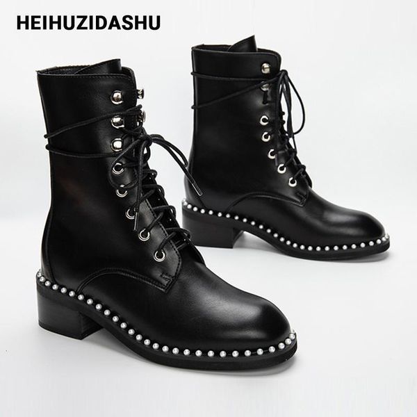 boots pearl rim ankle women silver metal buckle lace-up chunky 2021 fashion warm winter with short plush1, Black
boots pearl rim ankle women silver metal buckle lace-up chunky 2021 fashion warm winter with short plush1, Black