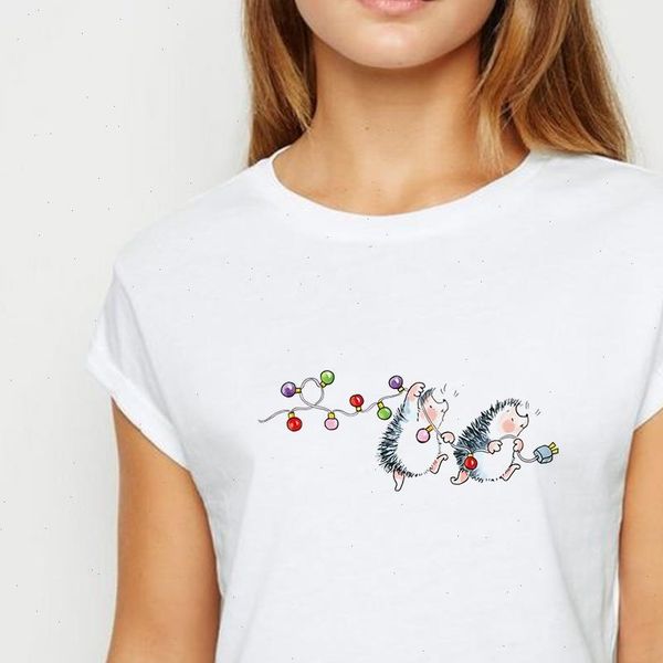 new t shirt women hedgehog with coloured lights tshirt trendy spring summer white versatile round collar t shirts
new t shirt women hedgehog with coloured lights tshirt trendy spring summer white versatile round collar t shirts
