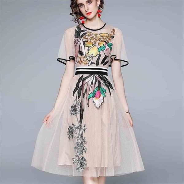 summer fashion runway midi women dresses butterfly sleeve flower embroidery slim a line mesh, Black;gray
summer fashion runway midi women dresses butterfly sleeve flower embroidery slim a line mesh, Black;gray