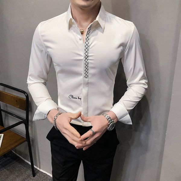 new alta qualidade primavera novo 2021 simples bordado camisas brancas para roupas masculinas manga longa slida clube/formatura blusa homme, Black;brown
new alta qualidade primavera novo 2021 simples bordado camisas brancas para roupas masculinas manga longa slida clube/formatura blusa homme, Black;brown
