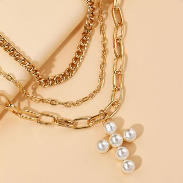 chains 2021 fashion cross multilayer pearl necklace women retro simple stacked 3 layer short choker for, Silver
chains 2021 fashion cross multilayer pearl necklace women retro simple stacked 3 layer short choker for, Silver