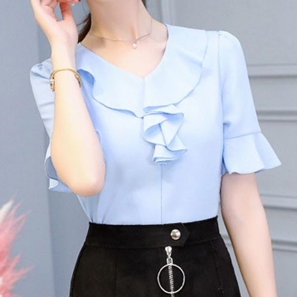 korean women chiffon blouses blouses short sleeve ruffles shirts ladies work office solid summer blusas female #t5p, White
korean women chiffon blouses blouses short sleeve ruffles shirts ladies work office solid summer blusas female #t5p, White