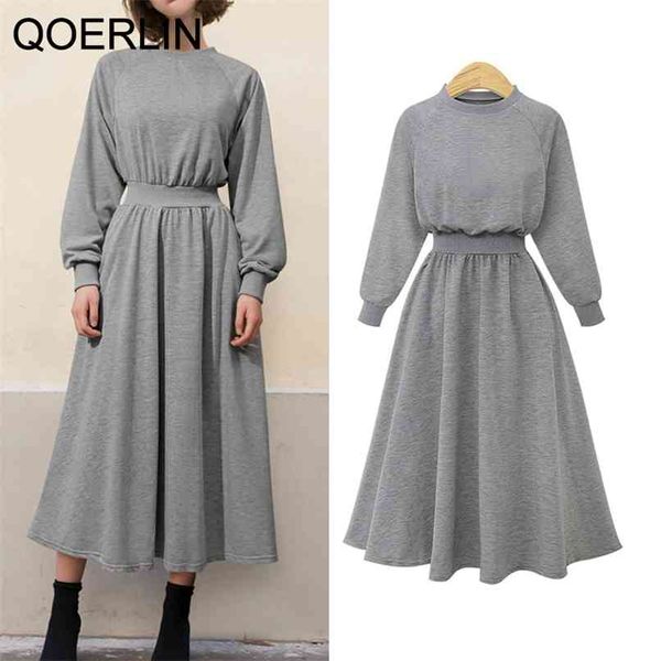 l-5xl big size sweatshirts dress women winter fall thin elastic waist high solid black long maxi pull 210601, Black;gray 
l-5xl big size sweatshirts dress women winter fall thin elastic waist high solid black long maxi pull 210601, Black;gray