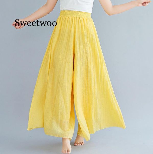 women's pants & capris 2021 fashion women wide leg elegant solid elastic high waist trousers female casual loose long, Black;white
women's pants & capris 2021 fashion women wide leg elegant solid elastic high waist trousers female casual loose long, Black;white