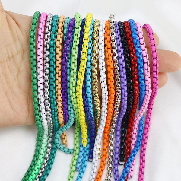 pendant necklaces 5 meter box chain long jewelry color plated necklace brass small size 9904, Silver
pendant necklaces 5 meter box chain long jewelry color plated necklace brass small size 9904, Silver