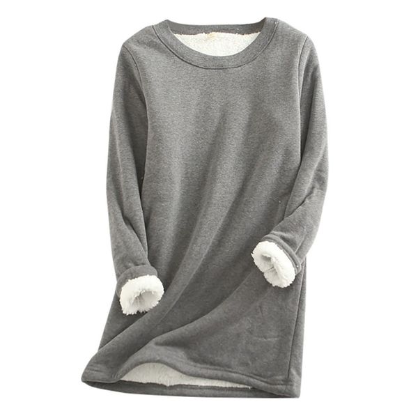 women hoodie winter thick fleece sweatshirt velvet warm solid o-neck underwear blouse, Black
women hoodie winter thick fleece sweatshirt velvet warm solid o-neck underwear blouse, Black