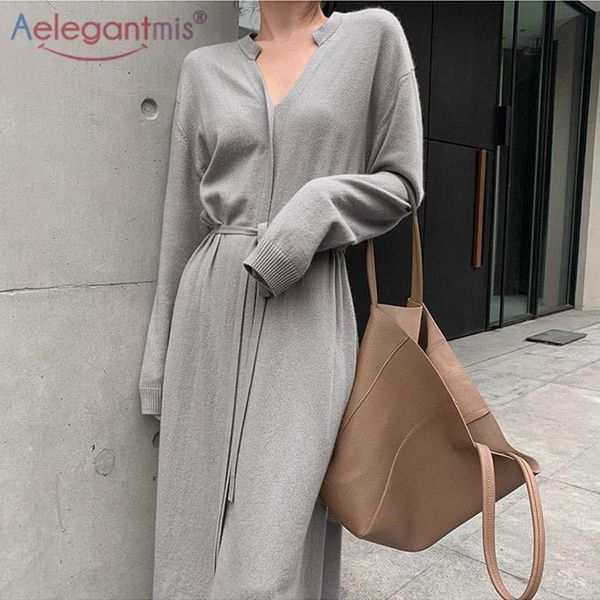 casual dresses aelegantmis autumn winter long loose knitted dress women with belt oversized fashion elegant female vintage causal robe, Black;gray
casual dresses aelegantmis autumn winter long loose knitted dress women with belt oversized fashion elegant female vintage causal robe, Black;gray