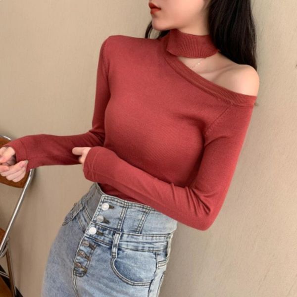 women's sweaters autumn style one shoulder temperament off sweater clothes, White;black
women's sweaters autumn style one shoulder temperament off sweater clothes, White;black