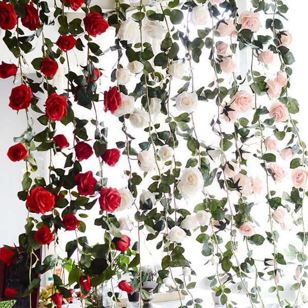 180cm artificial rose flower vine wedding decorative real touch silk flowers with green leaves for home hanging garland decor
180cm artificial rose flower vine wedding decorative real touch silk flowers with green leaves for home hanging garland decor