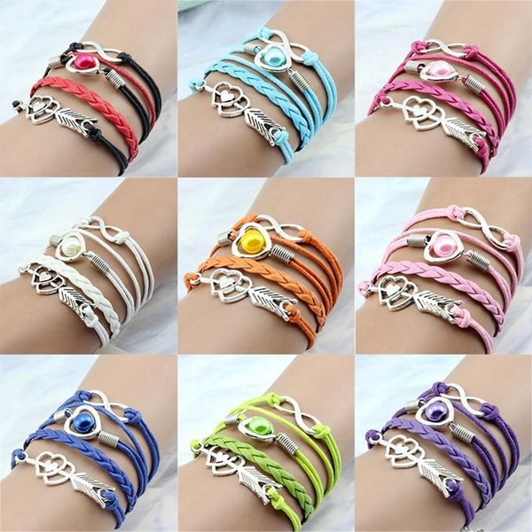 charm bracelets fashion leather strap cupid's arrow love and pearl muticolor cord multilayer women jewelery gift, Golden;silver
charm bracelets fashion leather strap cupid's arrow love and pearl muticolor cord multilayer women jewelery gift, Golden;silver