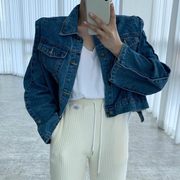 women's jackets denim korean chic turn down collar long sleeve coats femme loose casual single breasted lady a1375, Black;brown
women's jackets denim korean chic turn down collar long sleeve coats femme loose casual single breasted lady a1375, Black;brown