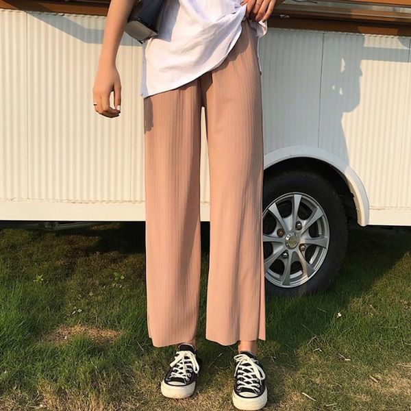 women's pants & capris women wide leg high elastic waist korean style trousers trendy loose breathable student casual elegant pant dail, Black;white
women's pants & capris women wide leg high elastic waist korean style trousers trendy loose breathable student casual elegant pant dail, Black;white
