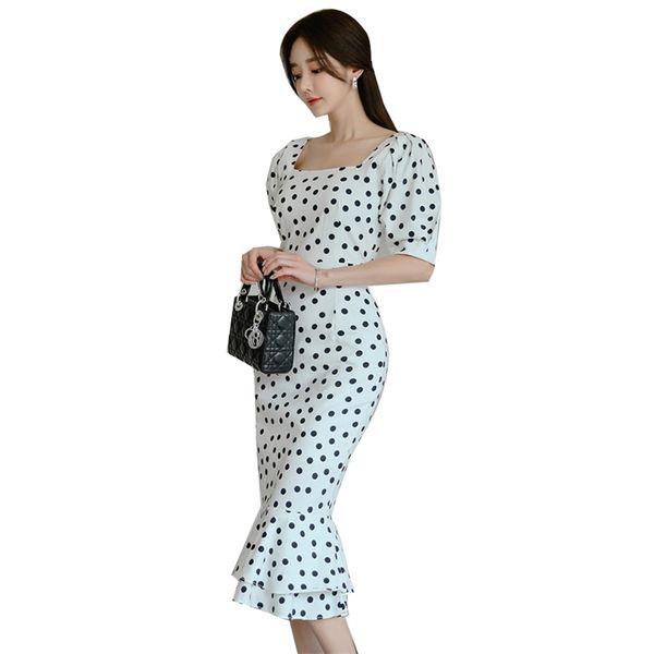 white polka-dot dress for women summer short sleeve square neck polyester sundress ladies office long dresses 210602, Black;gray
white polka-dot dress for women summer short sleeve square neck polyester sundress ladies office long dresses 210602, Black;gray