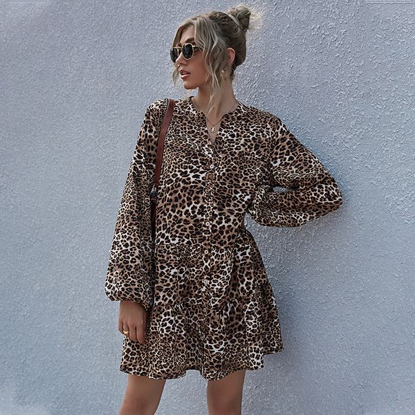 2021 autumn winter leopard print women new ruffles high waist full sleeve a line female casual 9wss, Black;gray
2021 autumn winter leopard print women new ruffles high waist full sleeve a line female casual 9wss, Black;gray