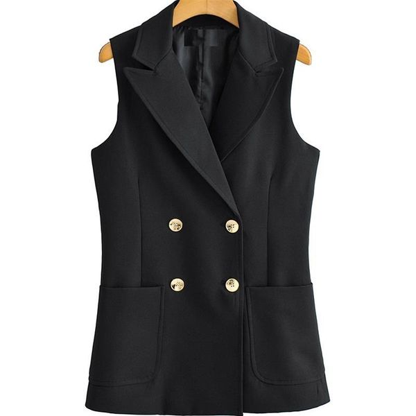 women's vests traf women 2021 fashion simply sleeveless double breasted vest office ladies wear casual suit pocket outwear streetwear, Black;white
women's vests traf women 2021 fashion simply sleeveless double breasted vest office ladies wear casual suit pocket outwear streetwear, Black;white