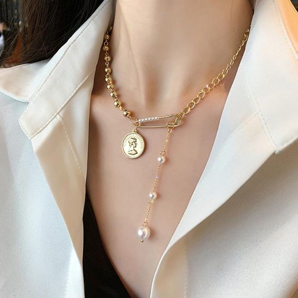 pendant necklaces vintage pearl pin coin necklace double layer women's all-match temperament elegant clavicle chain bead choker, Silver
pendant necklaces vintage pearl pin coin necklace double layer women's all-match temperament elegant clavicle chain bead choker, Silver