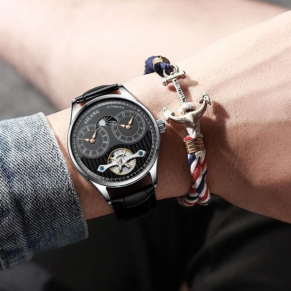 wristwatches genuine automatic men's watch mechanical waterproof large dial dual time zone domineering tide brand 20, Slivery;brown
wristwatches genuine automatic men's watch mechanical waterproof large dial dual time zone domineering tide brand 20, Slivery;brown