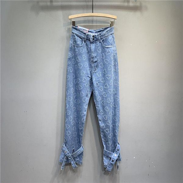 women's jeans net red love embroidery women denim pants high waist two buttons wide leg straight streetwear mopping the floor trousers, Blue
women's jeans net red love embroidery women denim pants high waist two buttons wide leg straight streetwear mopping the floor trousers, Blue