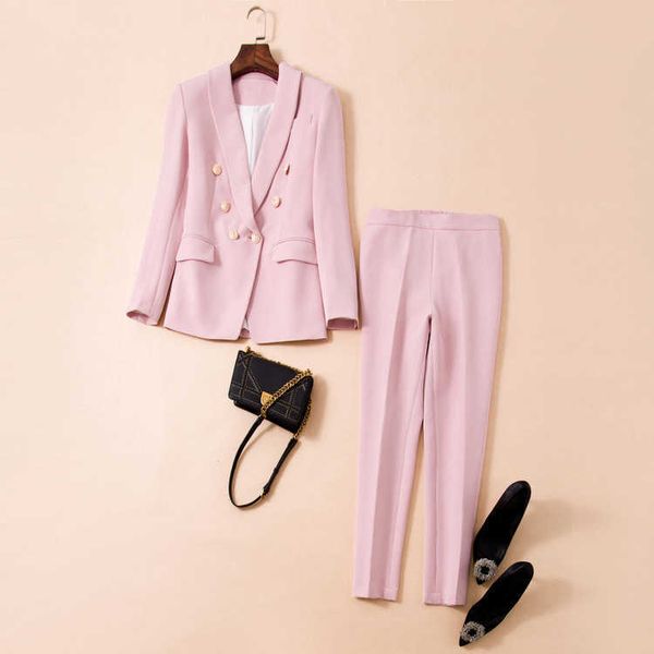 spring autumn women runway two piece set pant suits double breasted blazer coat jacket slim pants female lady business blazers sets e28, White;black
spring autumn women runway two piece set pant suits double breasted blazer coat jacket slim pants female lady business blazers sets e28, White;black