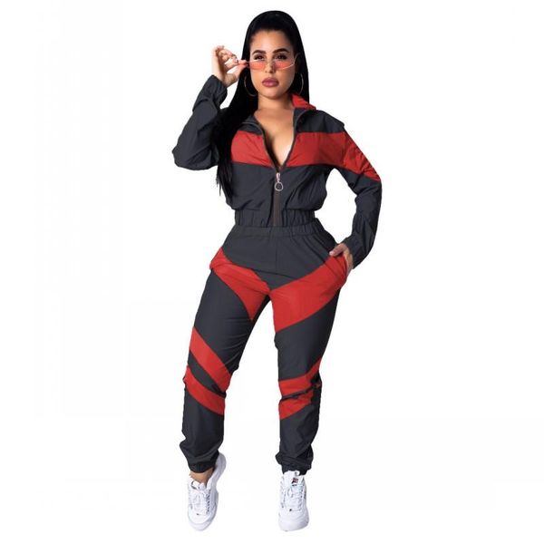 women's two piece pants autumn and winter two-color stitching long-sleeved windbreaker two-piece casual party street fashion suit, White
women's two piece pants autumn and winter two-color stitching long-sleeved windbreaker two-piece casual party street fashion suit, White