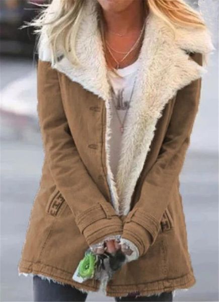 women's wool & blends thick coat for women autumn winter warm soft fur jacket female outerwear button plush ladies casual overcoat, Black
women's wool & blends thick coat for women autumn winter warm soft fur jacket female outerwear button plush ladies casual overcoat, Black
