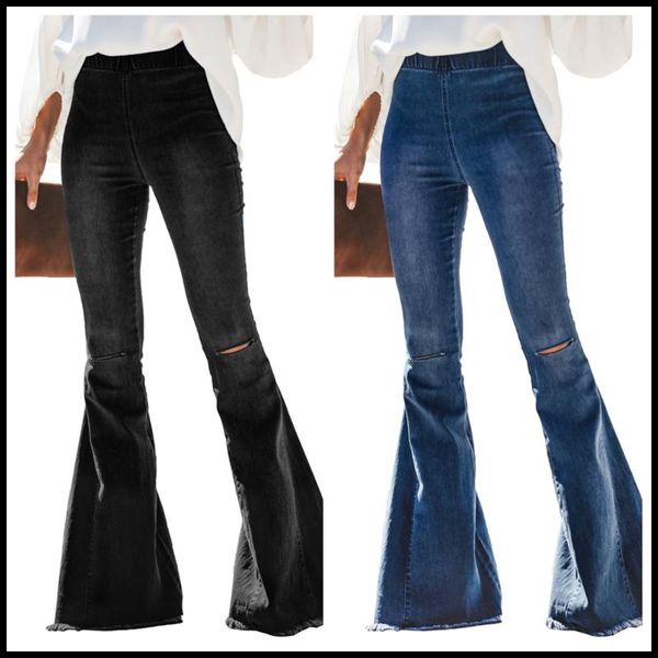 women's jeans black and blue high waist denim flared pants ripped elastic fashion casual trousers s-2xl drop
women's jeans black and blue high waist denim flared pants ripped elastic fashion casual trousers s-2xl drop