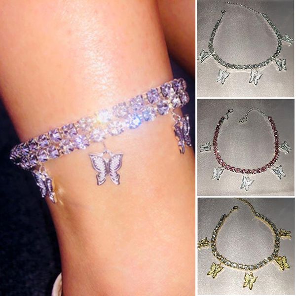 anklets rhinestone butterfly pendant anklet shiny foot jewelry for women and girls xin-, Red;blue 
anklets rhinestone butterfly pendant anklet shiny foot jewelry for women and girls xin-, Red;blue