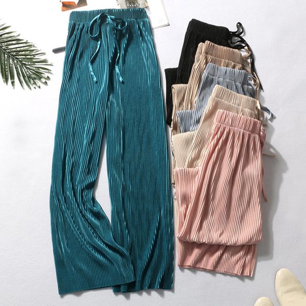 women's wide leg pleated pants elastic high waist straight trousers female lace up 2021 spring chic fashion loose clothes women cx20081, Black;white
women's wide leg pleated pants elastic high waist straight trousers female lace up 2021 spring chic fashion loose clothes women cx20081, Black;white