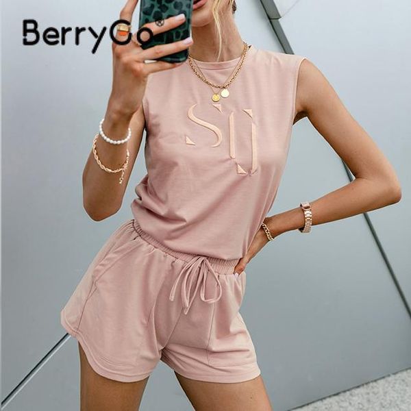 women's tracksuits berrygo 2021 fashion sleeveless shorts set light pink two-piece suit casual high street summer women short sets, Gray
women's tracksuits berrygo 2021 fashion sleeveless shorts set light pink two-piece suit casual high street summer women short sets, Gray