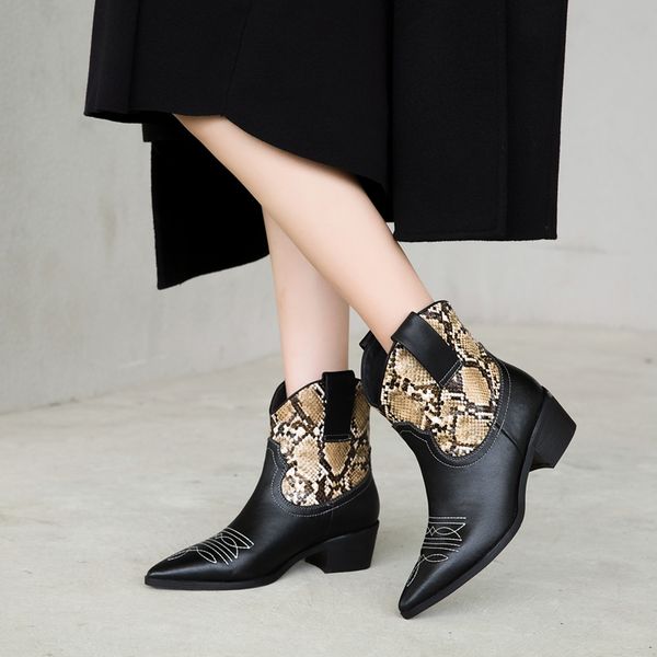 classic embroidered pu leather cowboy ankle boots for women wedge high heel boots snake print western cowgirl boots autumn, Black
classic embroidered pu leather cowboy ankle boots for women wedge high heel boots snake print western cowgirl boots autumn, Black