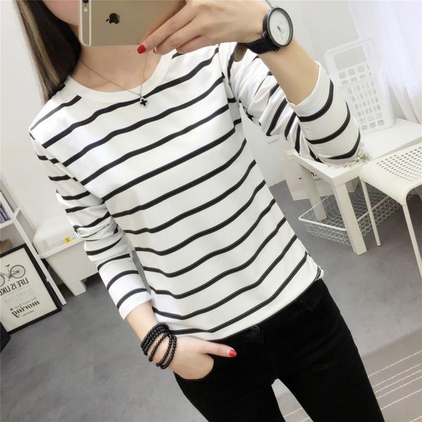 women's t-shirt t-shirts women elegant korean style casual all-match striped o-neck long sleeve womens clothing retro slim students spr, White
women's t-shirt t-shirts women elegant korean style casual all-match striped o-neck long sleeve womens clothing retro slim students spr, White