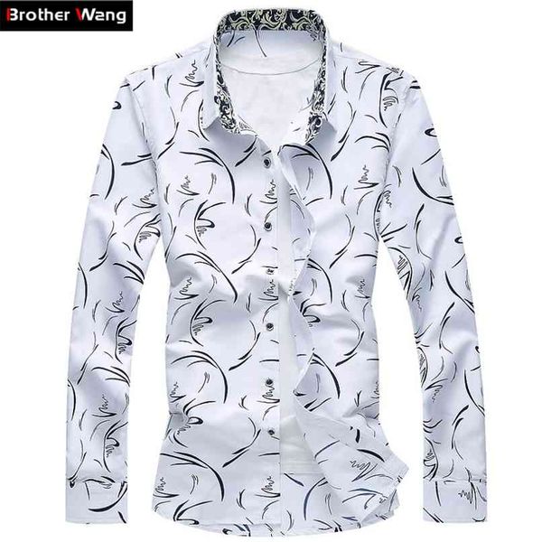 men's shirt large size business leisure print long sleeve slim male brand casual 5xl 6xl 7xl 210809, White;black
men's shirt large size business leisure print long sleeve slim male brand casual 5xl 6xl 7xl 210809, White;black