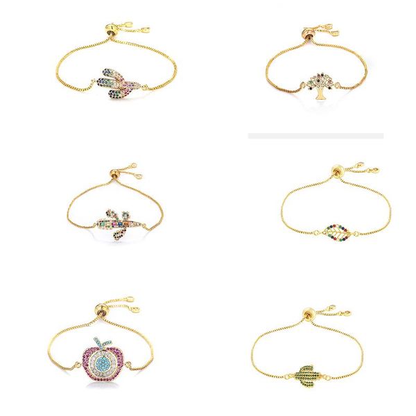 link, chain daihe bohemia gold plated flowers bracelet women plant colorful micro inlay zircon copper adjustable female gift, Black
link, chain daihe bohemia gold plated flowers bracelet women plant colorful micro inlay zircon copper adjustable female gift, Black