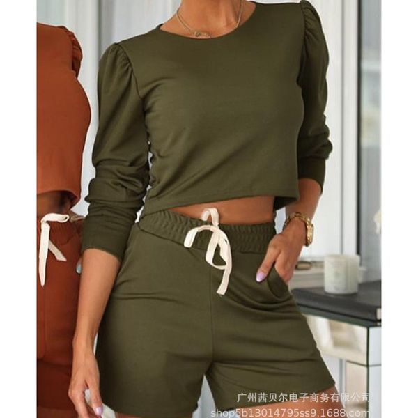 women's tracksuits mandylandy leisure long sleeve short high waist shorts pants 2 piece sets outfits homewear solid o-neck, Gray
women's tracksuits mandylandy leisure long sleeve short high waist shorts pants 2 piece sets outfits homewear solid o-neck, Gray