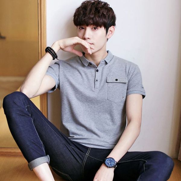 short sve 2020 summer new pocket polo fashion brand men's lapel advertising shirt, White;black
short sve 2020 summer new pocket polo fashion brand men's lapel advertising shirt, White;black