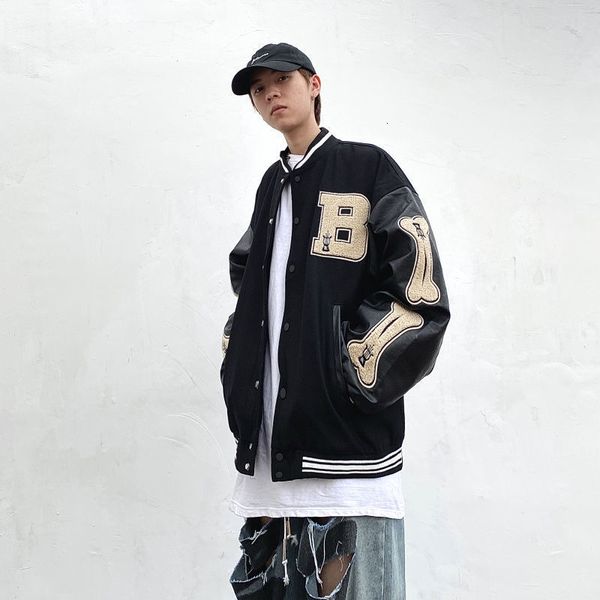 high street coat spring and autumn leisure hip hop baseball suit men's loose street et student trend, Black;brown
high street coat spring and autumn leisure hip hop baseball suit men's loose street et student trend, Black;brown