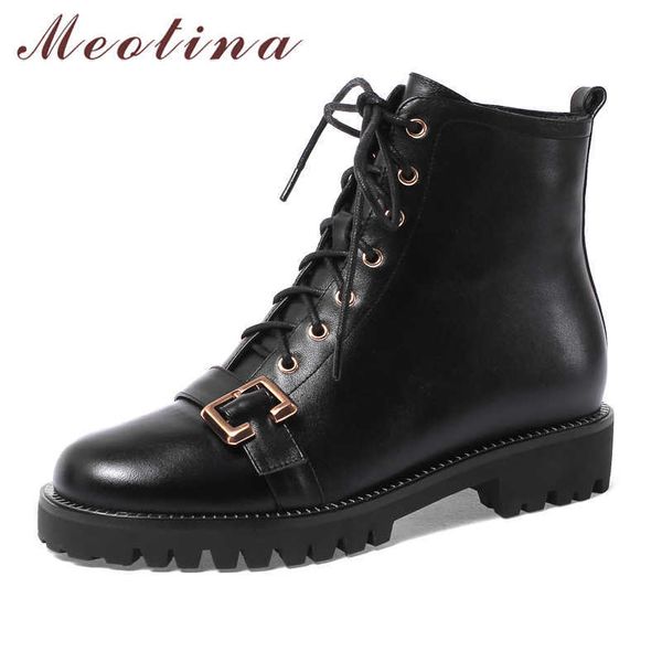 meotina autumn motorcycle boots women natural genuine leather zip thick heel ankle boots buckle round toe shoes lady size 34-39 210608, Black
meotina autumn motorcycle boots women natural genuine leather zip thick heel ankle boots buckle round toe shoes lady size 34-39 210608, Black