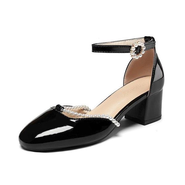 sandals string bead women shoes woman summer square thick mid heels buckle strap cover round toe pu leather ladies casual, Black
sandals string bead women shoes woman summer square thick mid heels buckle strap cover round toe pu leather ladies casual, Black