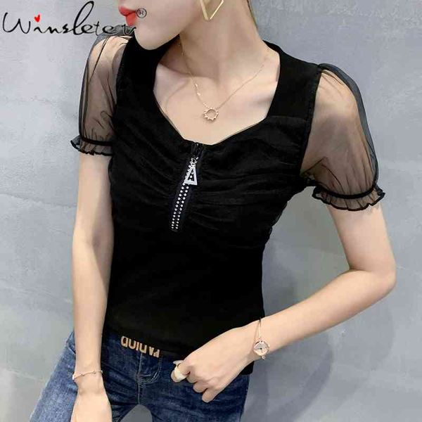women's t-shirt summer european clothes cotton pullover fashion v-neck patchwork mesh women short sleeve tees t14807a s1, White
women's t-shirt summer european clothes cotton pullover fashion v-neck patchwork mesh women short sleeve tees t14807a s1, White
