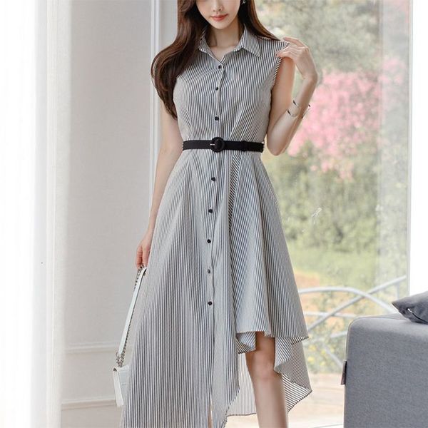 2021 summer female stripe shirt sleeceless single-breasted lapel elegant work dress korea clothes robe dresses 8i0h, Black;gray
2021 summer female stripe shirt sleeceless single-breasted lapel elegant work dress korea clothes robe dresses 8i0h, Black;gray