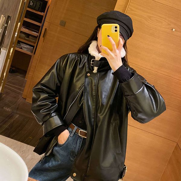 designernew winter coat women's loose large 2021 thick plush fur integrated warm leather jacket fashion, Black
designernew winter coat women's loose large 2021 thick plush fur integrated warm leather jacket fashion, Black