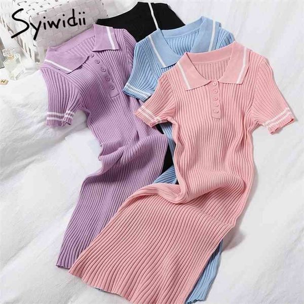 high waist knitted dresses women stripes spliced turn-down collar short sleeve breasted a-line spring sundress 210607, Black;gray
high waist knitted dresses women stripes spliced turn-down collar short sleeve breasted a-line spring sundress 210607, Black;gray
