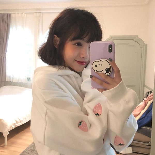women's hoodies & sweatshirts 3 colors 2021 autumn and winter korean style strawberry embroidery thicking womens pullovers (f3572), Black
women's hoodies & sweatshirts 3 colors 2021 autumn and winter korean style strawberry embroidery thicking womens pullovers (f3572), Black