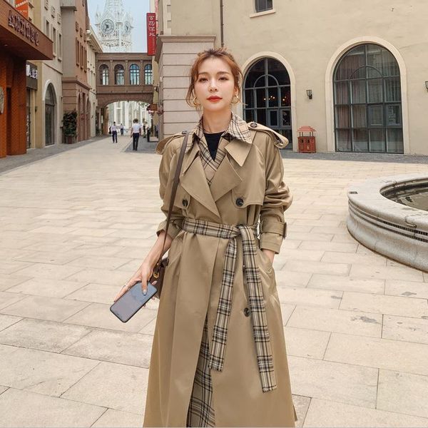 women's trench coats long windbreaker spring autumn 2021 plaid stitching design sense korean loose fashion high-quality lining jacket 3, Tan;black
women's trench coats long windbreaker spring autumn 2021 plaid stitching design sense korean loose fashion high-quality lining jacket 3, Tan;black