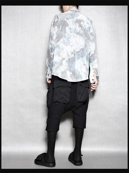 men's shorts spring and summer solid color elastic waist multi-pocket low-grade harlan pants tapered loose, White;black
men's shorts spring and summer solid color elastic waist multi-pocket low-grade harlan pants tapered loose, White;black