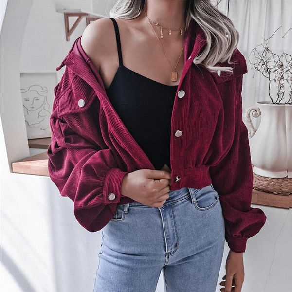 women's jackets lantern sleeve corduroy solid ladies shirt jacket short style single breasted autumn casual outwear female, Black;brown
women's jackets lantern sleeve corduroy solid ladies shirt jacket short style single breasted autumn casual outwear female, Black;brown