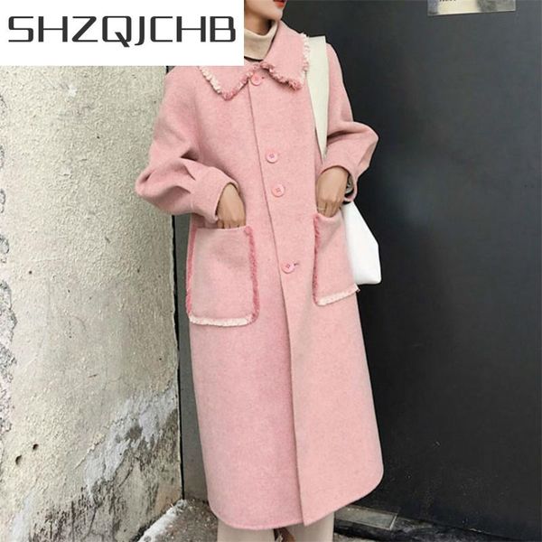 women's wool & blends shzq autumn winter woman coats 2021 korean elegant tassel pink jacket casual both side cashmere long coat abrigos, Black
women's wool & blends shzq autumn winter woman coats 2021 korean elegant tassel pink jacket casual both side cashmere long coat abrigos, Black