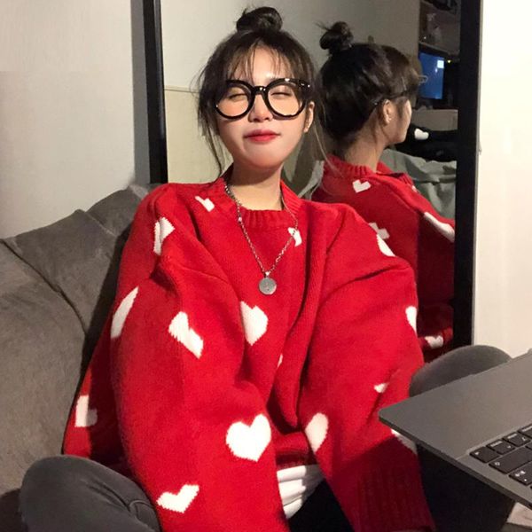women's sweaters 2021 autumn winter women sweater korean love heart knitted pullover causal long sleeve o-neck pull femme, White;black
women's sweaters 2021 autumn winter women sweater korean love heart knitted pullover causal long sleeve o-neck pull femme, White;black