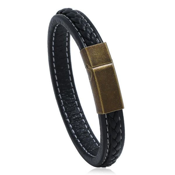 bangle european and american simple versatile men genuine leather bracelet hand-woven magnetic buckle retro male jewelry, Black
bangle european and american simple versatile men genuine leather bracelet hand-woven magnetic buckle retro male jewelry, Black